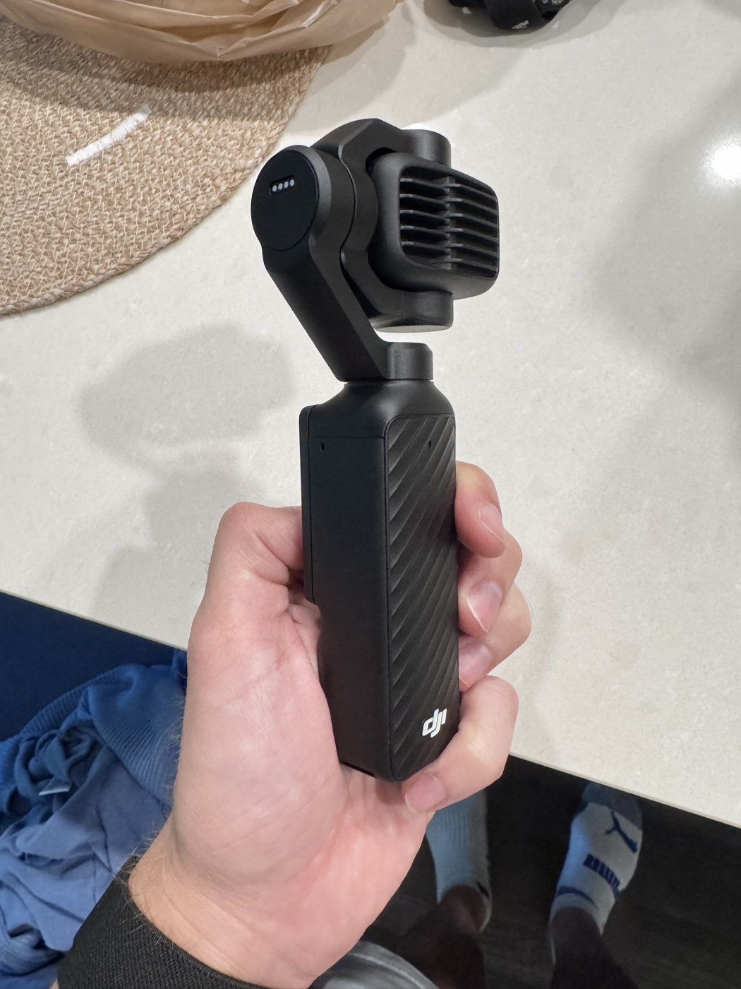 Reference photo of the Osmo Pocket 4P, gimbal head from the front